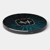 Cool Blue black Hypergalaxy Abstract Line Monogram Wireless Charger (Front 2)