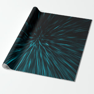 Cool Blue black Hypergalaxy Abstract Lines Wrapping Paper