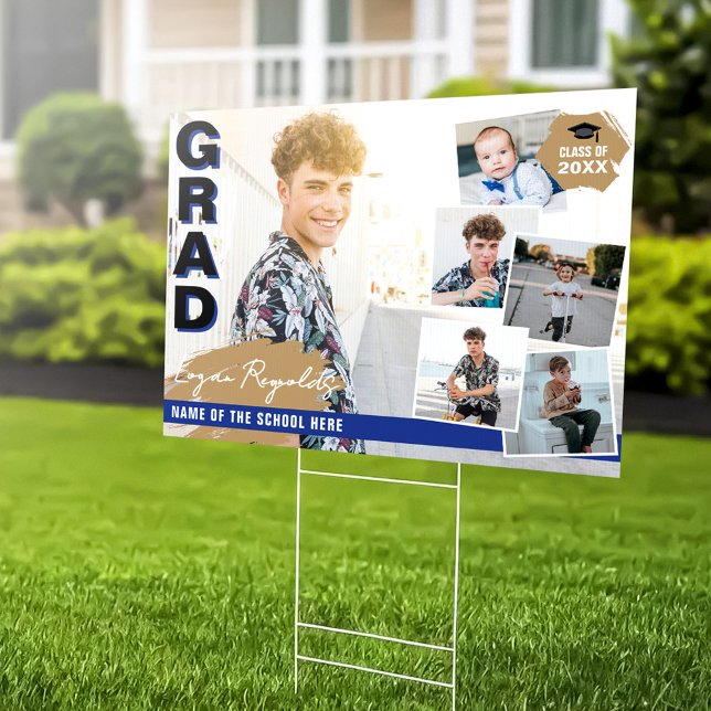 Cool Blue & Black Snapshots Graduation Sign (Creator Uploaded)