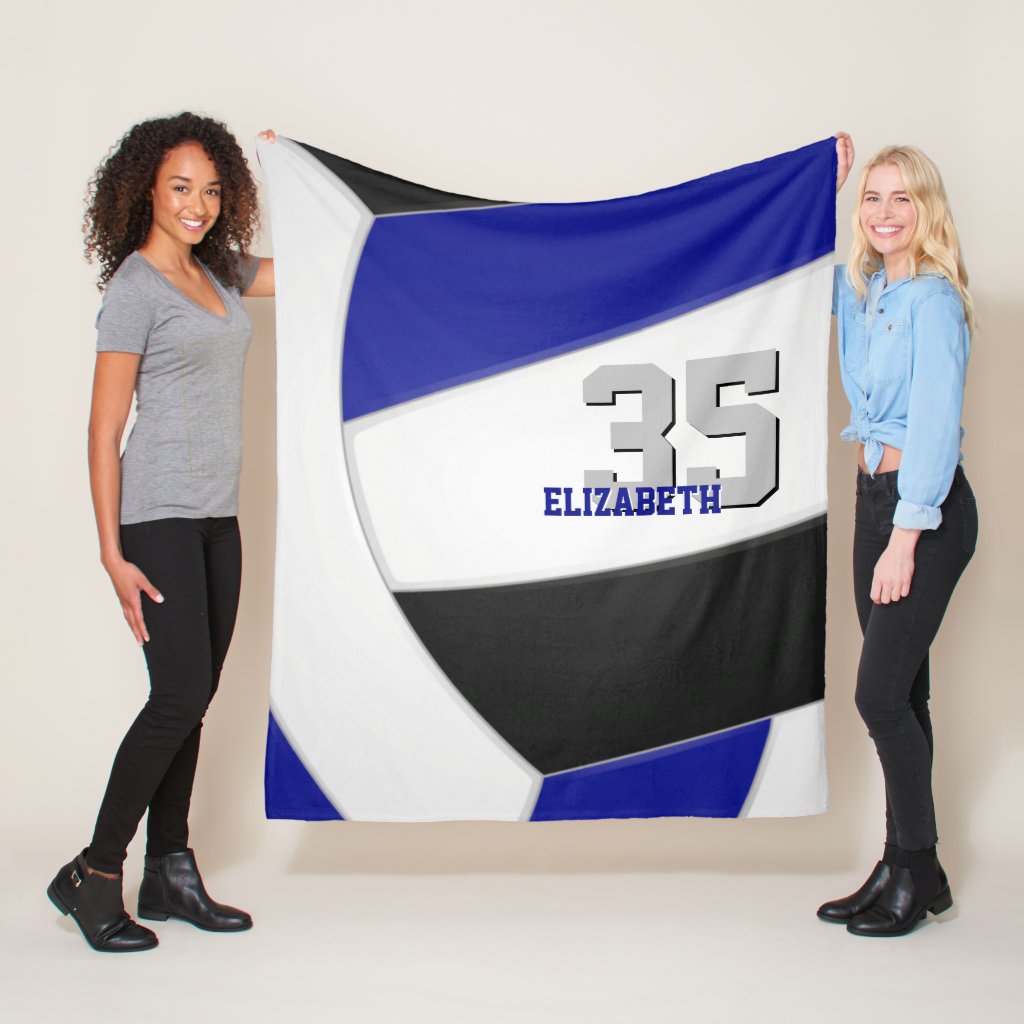 cool blue black team colors ginormous volleyball fleece blanket