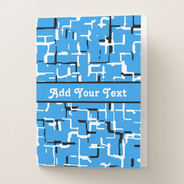 COOL Blue Black White Trendy Pattern Pocket Folder (Front)