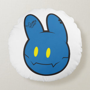 Cool Blue Bunny Gang Cartoon Round Pillow