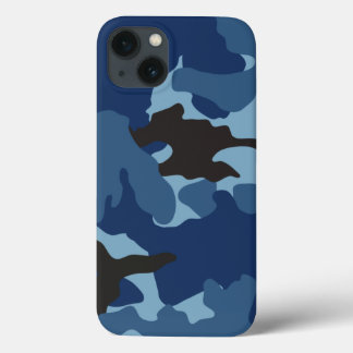Cool Blue Camo Military Camouflage Background iPhone 13 Case