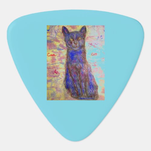 cool blue cat guitar pick