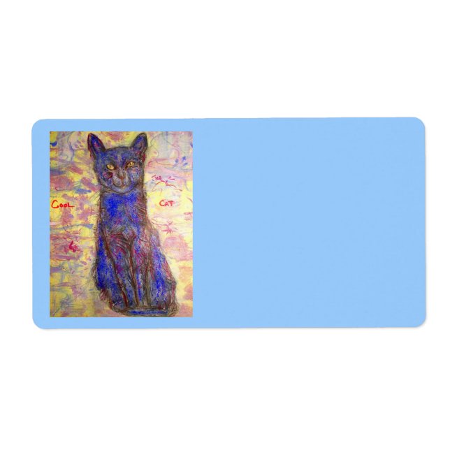 cool blue cat label (Front)