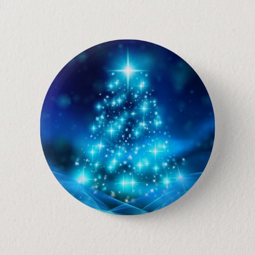 Cool Blue Christmas Tree with Sparkling Lights Button