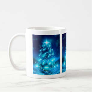 Cool Blue Christmas Tree with Sparkling Lights Coffee Mug