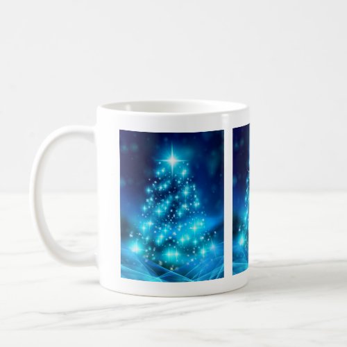 Cool Blue Christmas Tree with Sparkling Lights Coffee Mug