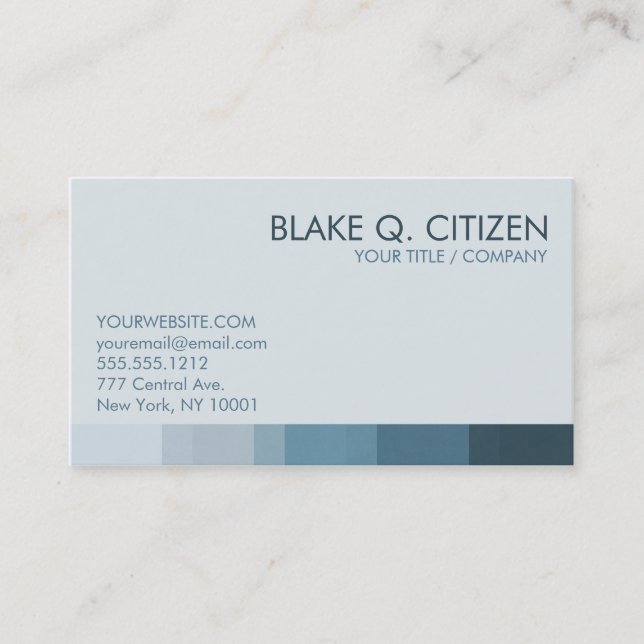 Cool Blue Color Bar Business Card (Front)