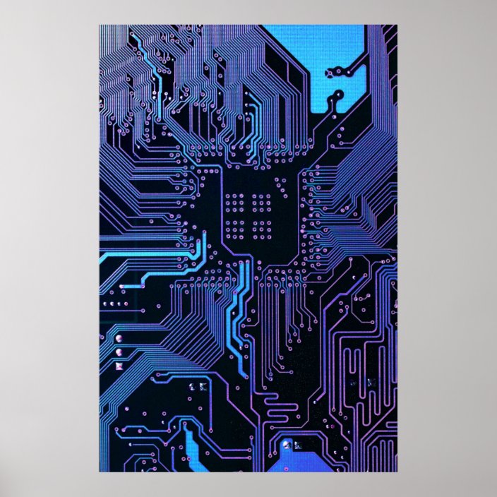 Cool Blue Computer Circuit Board Poster | Zazzle.com