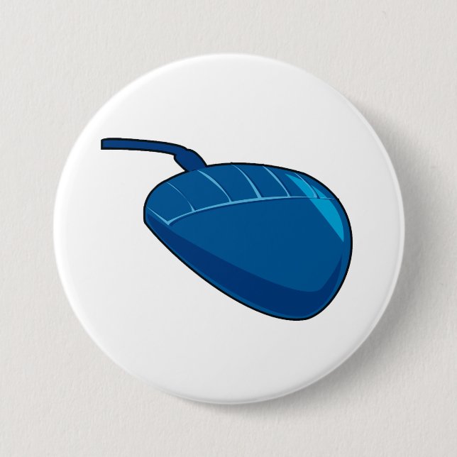 Cool Blue Computer Mouse Tech Button (Front)