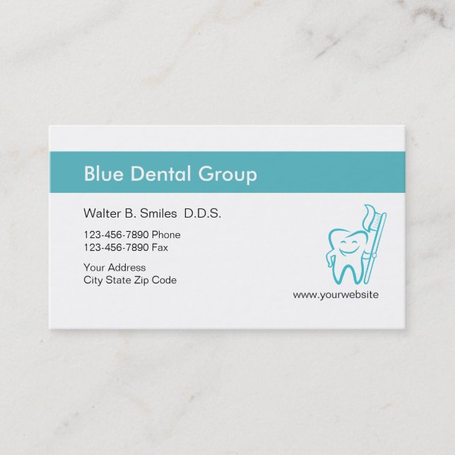 Cool Blue Dentist Business Cards (Front)