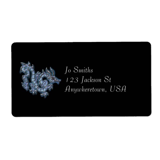 Cool blue dragon label (Front)