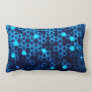 Cool Blue Electronic Circuit Board Hexagon Pattern Lumbar Pillow