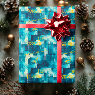 Cool Blue Elegance: Customizable Abstract Gift Wra Wrapping Paper