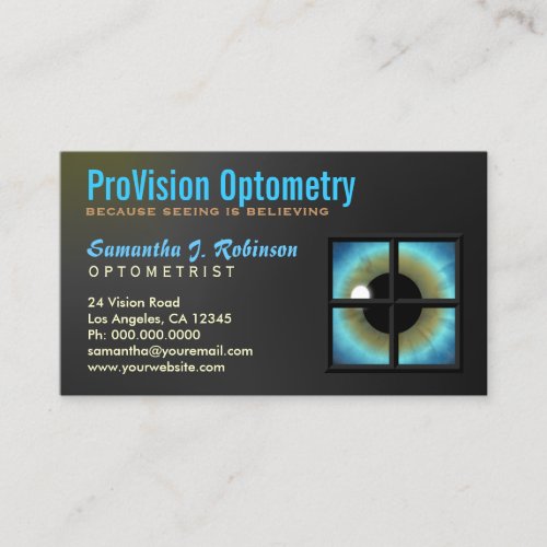 Cool Blue Eye Through Window Optometrist Eyecare Business Card