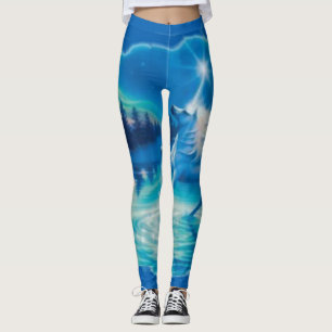 Cool Blue Fantasy Unicorn Airbrush Art Leggings