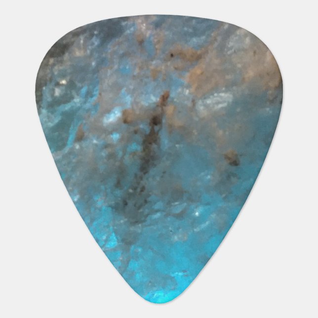 Cool Blue Faux Marble Custom Guitar Pick (Front)