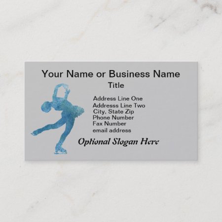 Cool Blue Figure Skater Business Card