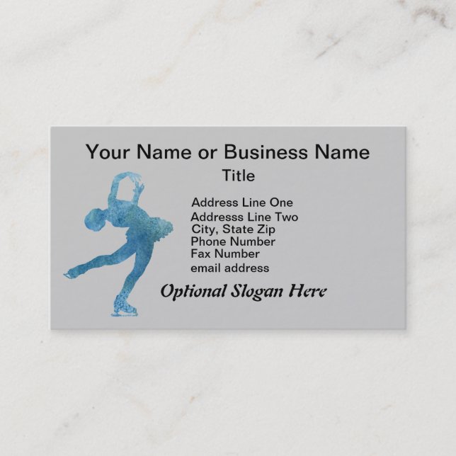 Cool Blue Figure Skater Business Card (Front)
