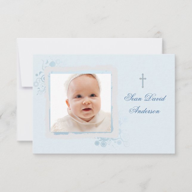 Cool Blue Flat Photo Thank You (Front)