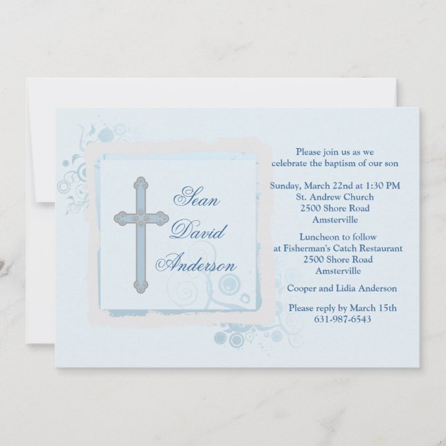 Cool Blue Flat Religious Invitation (Front)