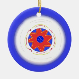 Cool Blue Frisbee Ceramic Ornament