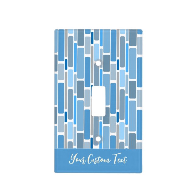 Cool Blue Geometric Pattern Design Custom Light Switch Cover (Front)