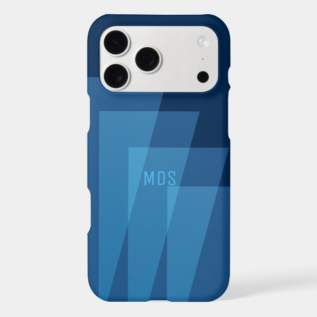 Cool Blue Geometric Pattern Monogram Phone Case (Back)