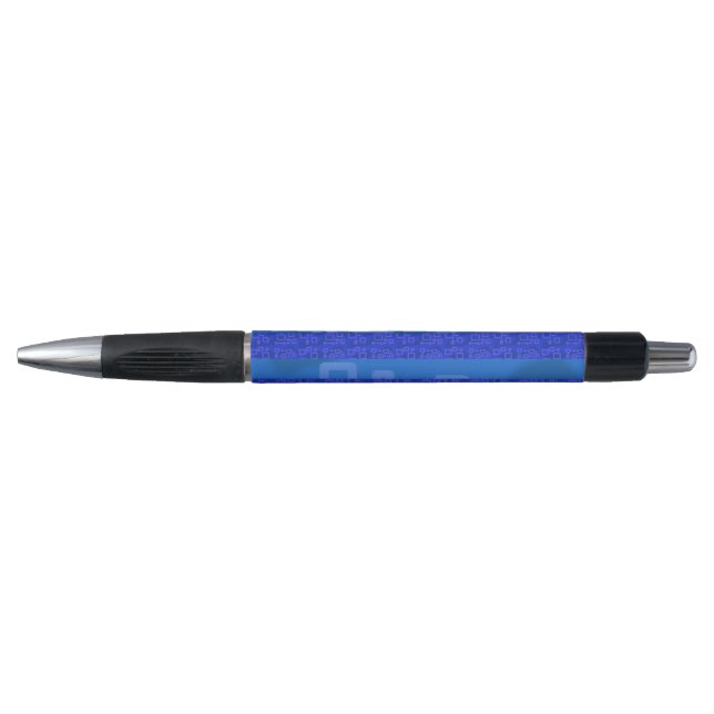 Cool Blue Geometric Stripes Pen (Front)