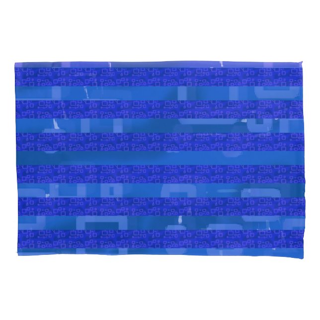 Cool Blue Geometric Stripes Pillow Case (Front)