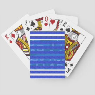 Cool Blue Geometric Stripes Poker Cards