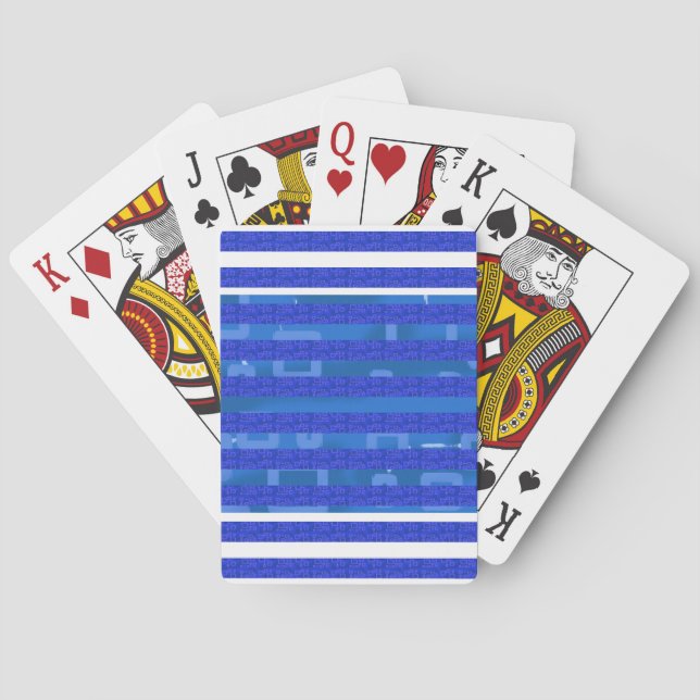 Cool Blue Geometric Stripes Poker Cards (Back)