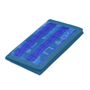 Cool Blue Geometric Stripes Tri-fold Wallet