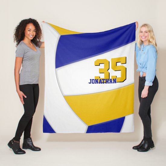 cool blue gold and white ginormous volleyball fleece blanket