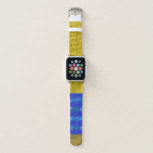Cool Blue Gold Geometric Stripes Apple Watch Band