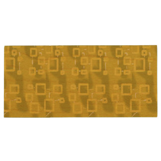 Cool Blue Gold Geometric Stripes Wood Flash Drive