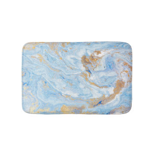 Cool Blue Gold Marble,Granite,Stone Texture Bath Mat