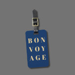 Cool Blue Golden Yellow Bold Bon Voyage  Luggage Tag<br><div class="desc">Simple fully customizable luggage tag design with blue background,  golden bold fonts. Perfect gift idea.</div>