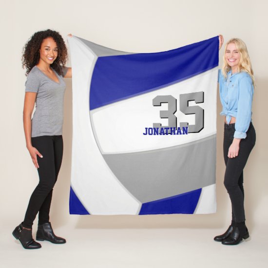 cool blue gray and white ginormous volleyball fleece blanket