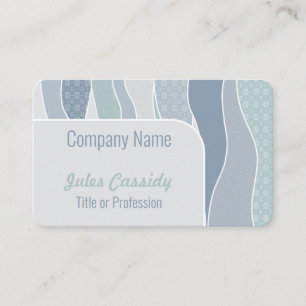 Cool Blue Green Curved Stripes Abstract Waves Business Card