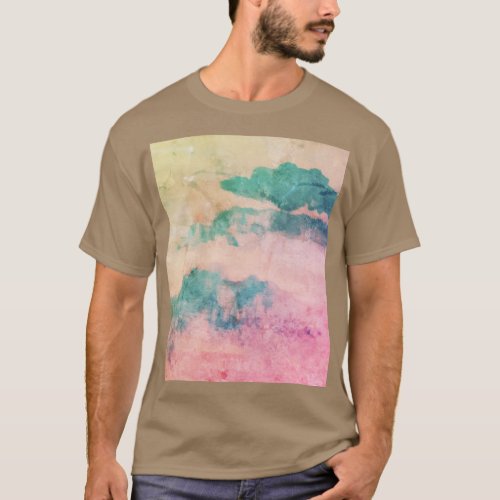 Cool Blue Grunge Watercolor Sky Landscape T_Shirt