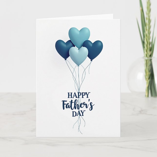Cool Blue Hearts Fathers Day Card (Front)