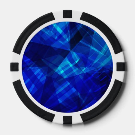 Cool Blue Ice Geometric Pattern Poker Chips