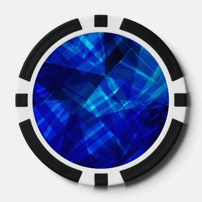 Cool Blue Ice Geometric Pattern Poker Chips (Front)