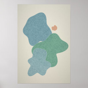 Cool Blue & Jade Abstract Wall Art Poster