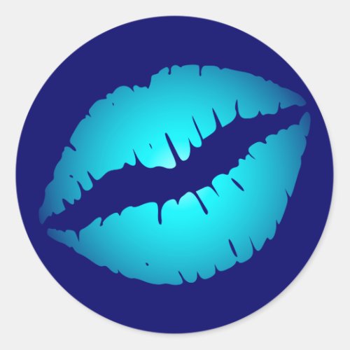 Cool Blue Kiss Classic Round Sticker