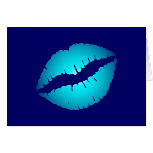 Cool Blue Kiss Greeting Card (Front Horizontal)