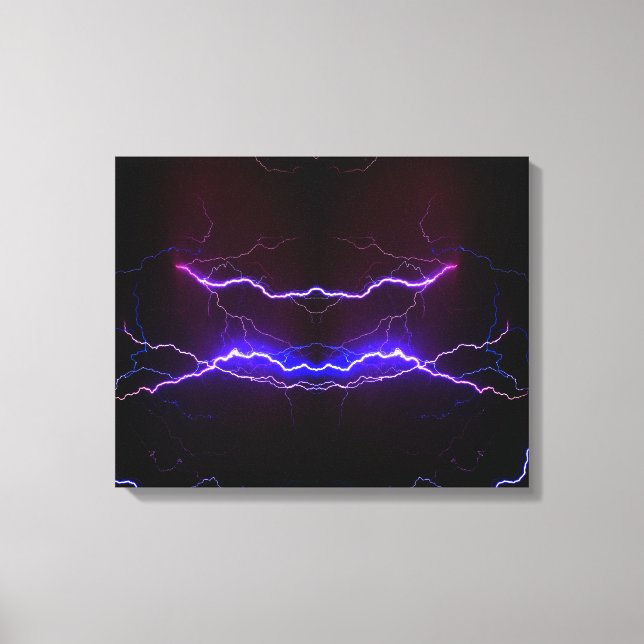 Cool blue lightning storm canvas print (Front)