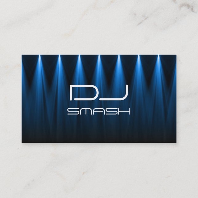 Cool Blue Lights DJ Music Business Card (Front)
